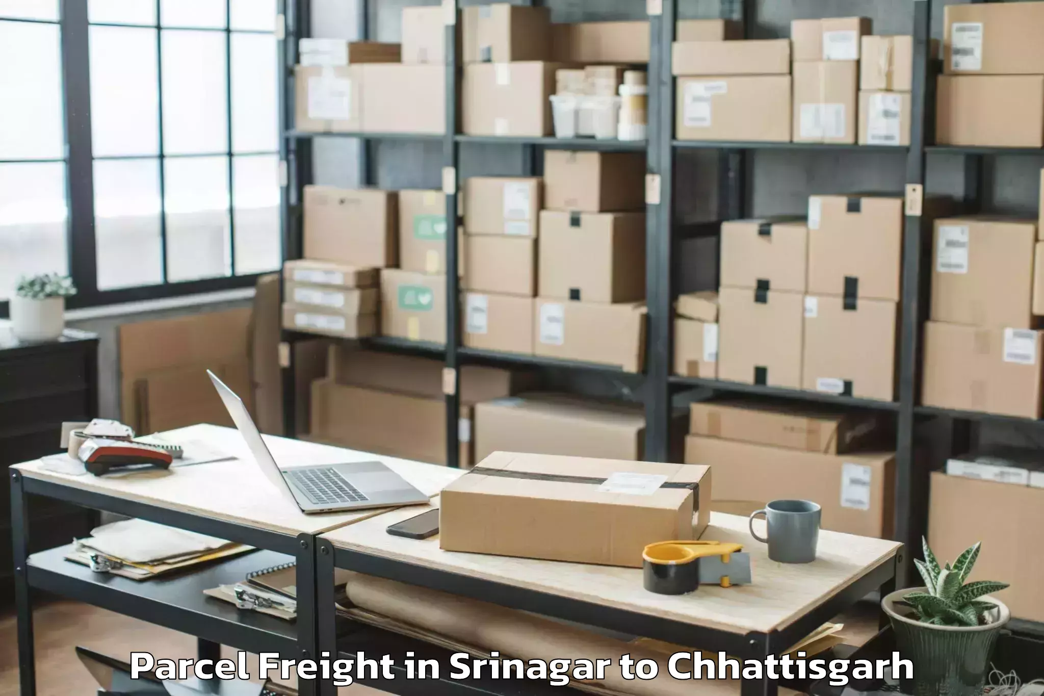 Easy Srinagar to Narayanpur Parcel Freight Booking